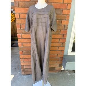 Vintage Harari Maxi Dress Shift Dress Artist‎  Linen Blend 90s | Gray | One Size